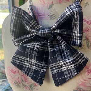 Elegant Navy Plaid Adjustable Bow